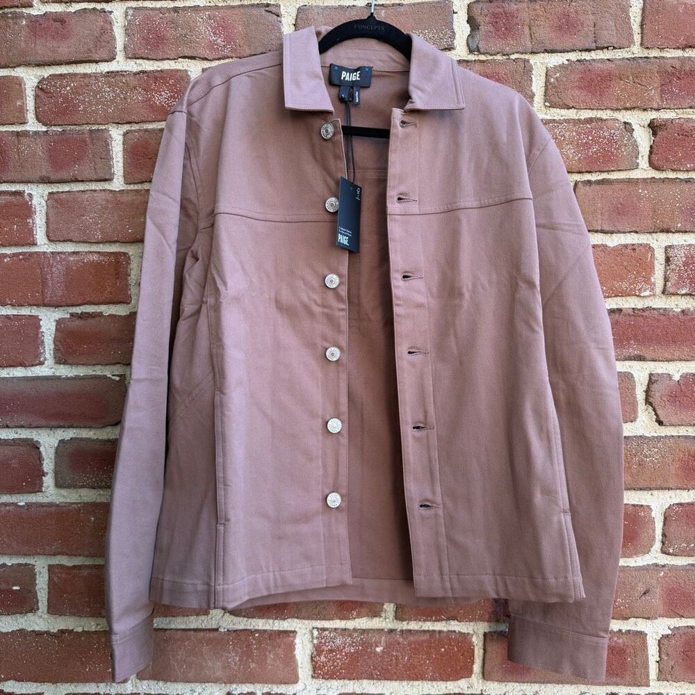 PAIGE $500 Elsmar Jacket Deep Mauve Cotton Blend Mens S NWT - Picture 2 of 12